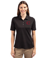 Cincinnati Reds City Connect Cutter & Buck Virtue Eco Pique Recycled Womens Polo Black Front