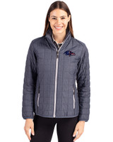 Baltimore Ravens Americana Cutter & Buck Rainier PrimaLoft®  Womens Eco Insulated Full Zip Puffer Jacket Anthracite Melange Front