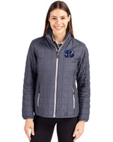 Cincinnati Bengals Americana Cutter & Buck Rainier PrimaLoft®  Womens Eco Insulated Full Zip Puffer Jacket Anthracite Melange Front