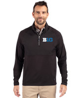 BIG 10 Conference Cutter & Buck Adapt Eco Knit Hybrid Recycled Mens Quarter Zip Black Front