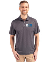 BIG 10 Conference Cutter & Buck Pike Eco Symmetry Print Stretch Recycled Mens Big & Tall Polo Black/White Front