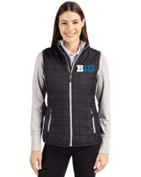 BIG 10 Conference Cutter & Buck Rainier PrimaLoft® Womens Eco Insulated Full Zip Puffer Vest Black Front