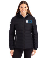 BIG 10 Conference Cutter & Buck Mission Ridge Repreve® Eco Insulated Womens Puffer Jacket Black Front