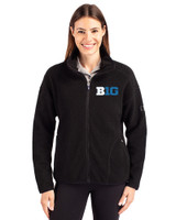 BIG 10 Conference Cutter & Buck Cascade Eco Fleece Womens Full Zip Jacket Black Front