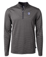 PAC-12 Conference Cutter & Buck Virtue Eco Pique Micro Stripe Recycled Mens Quarter Zip BLEG_MANN_HG 