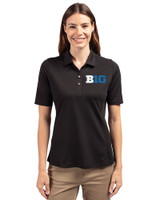 BIG 10 Conference Cutter & Buck Virtue Recycled Featherlight Pique Womens Polo Black Front