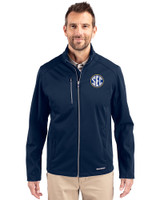 SEC Conference Cutter & Buck Evoke Recycled Honeycomb Fleece Mens Full Zip Jacket Navy Blue Front