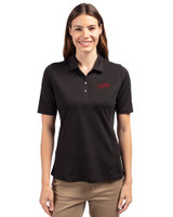SMU Mustangs College Vault Cutter & Buck Virtue Eco Pique Recycled Womens Polo Black Front