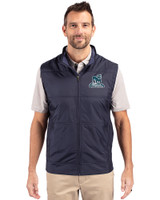 Citadel Bulldogs Vintage Cutter & Buck Stealth Hybrid Quilted Mens Big and Tall Windbreaker Vest Liberty Navy Front