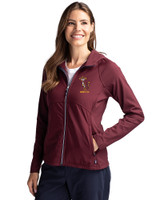 Minnesota Golden Gophers College Vault Cutter & Buck Adapt Eco Knit Hybrid Recycled Womens Full Zip Jacket Bordeaux Front