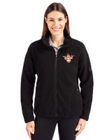 Texas Longhorns College Vault Cutter & Buck Cascade Eco Fleece Womens Full Zip Jacket Black Front