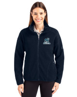 Citadel Bulldogs Vintage Cutter & Buck Cascade Eco Fleece Womens Full Zip Jacket Navy Blue Front