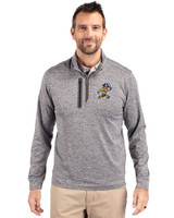 ETSU Buccaneers College Vault Cutter & Buck Stealth Heathered Mens Big and Tall  Quarter Zip Pullover Elemental Grey Front