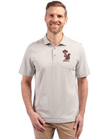 Minnesota Golden Gophers College Vault Cutter & Buck Virtue Eco Pique Stripe Recycled Mens Big and Tall Polo Polished Medium Gray Front