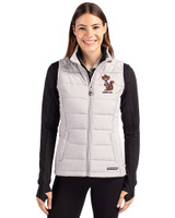 Minnesota Golden Gophers College Vault Cutter & Buck Evoke Hybrid Softshell Recycled Womens Full Zip Vest CONCRETE Front