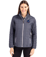 Miami Dolphins Americana Cutter & Buck Rainier PrimaLoft®  Womens Eco Insulated Full Zip Puffer Jacket Anthracite Melange Front