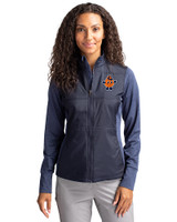 Syracuse Orange College Vault Cutter & Buck Stealth Hybrid Quilted Womens Full Zip Windbreaker Jacket Liberty Navy Front