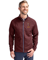Minnesota Golden Gophers College Vault Cutter & Buck Adapt Eco Knit Hybrid Recycled Mens Full Zip Jacket Bordeaux Front