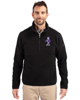 Kansas State Wildcats Wabash Vintage Cutter & Buck Cascade Eco Fleece Mens Quarter Zip Jacket Black Front