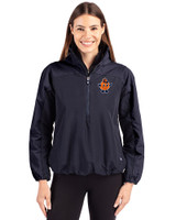Syracuse Orange College Vault Cutter & Buck Charter Eco Recycled Womens Anorak Jacket Navy Blue Front