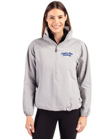 Montana State Bobcats College Vault Cutter & Buck Charter Eco Recycled Womens Anorak Jacket Polished Medium Gray Front
