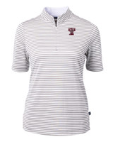 Texas A and M Aggies College Vault Cutter & Buck Virtue Eco Pique Stripe Recycled Womens Top POL_MANN_HG 1