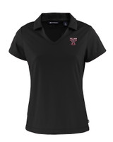 Texas A and M Aggies College Vault Cutter & Buck Daybreak Eco Recycled Womens V-neck Polo Black Mannequin