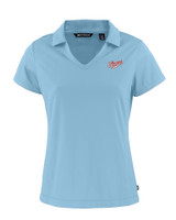 Dayton Flyers College Vault Cutter & Buck Daybreak Eco Recycled Womens V-neck Polo Atlas Light Blue Mannequin