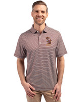 Minnesota Golden Gophers College Vault Cutter & Buck Forge Eco Double Stripe Stretch Recycled Mens Polo Bordeaux/White Front