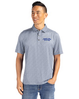 Montana State Bobcats College Vault Cutter & Buck Pike Eco Pebble Print Stretch Recycled Mens Polo Polished/White Front