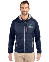 Citadel Bulldogs Vintage Cutter & Buck Rainier Recycled Insulated Hybrid Puffer Mens Full Zip Jacket Dark Navy Front