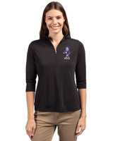 Kansas State Wildcats Wabash Vintage Cutter & Buck Virtue Eco Pique Recycled Half Zip Pullover Womens Hoodie Black Front