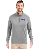 Montana State Bobcats College Vault Cutter & Buck Adapt Eco Knit Stretch Recycled Mens Big and Tall Quarter Zip Pullover Polished Medium Gray Front