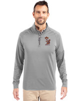 Minnesota Golden Gophers College Vault Cutter & Buck Adapt Eco Knit Stretch Recycled Mens Big and Tall Quarter Zip Pullover Polished Medium Gray Front