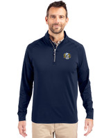 North Carolina Tar Heels College Vault Cutter & Buck Adapt Eco Knit Stretch Recycled Mens Big and Tall Quarter Zip Pullover Navy Blue Front