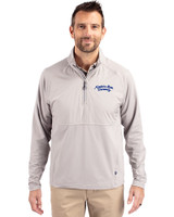 Montana State Bobcats College Vault Cutter & Buck Adapt Eco Knit Hybrid Recycled Mens Quarter Zip Polished Medium Gray Front