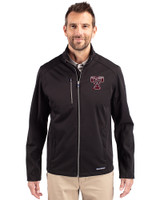 Texas A and M Aggies College Vault Cutter & Buck Evoke Softshell Recycled Full Zip Mens Jacket Black Front