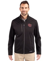Oklahoma Sooners Vintage Cutter & Buck Evoke Recycled Honeycomb Fleece Mens Full Zip Jacket Black Front