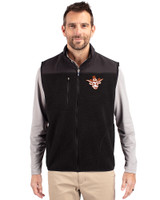Texas Longhorns College Vault Cutter & Buck Cascade Eco Fleece Mens Vest Black Front