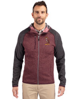 Minnesota Golden Gophers College Vault Cutter & Buck Mainsail Full Zip Hooded Mens Jacket Bordeaux Heather/Charcoal Heather Front