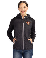 Texas Longhorns College Vault Cutter & Buck Rainier Primaloft Womens Eco Full Zip Hybrid Jacket Black Front