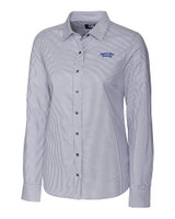 Montana State Bobcats College Vault Cutter & Buck Stretch Oxford Stripe Womens Long Sleeve Dress Shirt CC_MANN_HG 