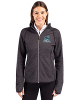 Citadel Bulldogs Vintage Cutter & Buck Mainsail Full Zip Hooded Womens Jacket Charcoal Heather Front