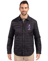Kansas State Wildcats Wabash Vintage Cutter & Buck Rainier PrimaLoft® Mens Eco Insulated Quilted Shirt Jacket Black Front