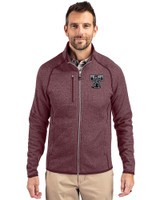 Texas A and M Aggies College Vault Cutter & Buck Mainsail Sweater-Knit Mens Full Zip Jacket Bordeaux Heather Front
