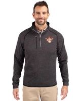 Texas Longhorns College Vault Cutter & Buck Mainsail Sweater-Knit Mens Half Zip Pullover Jacket Charcoal Heather Front