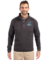 Citadel Bulldogs Vintage Cutter & Buck Mainsail Sweater-Knit Mens Half Zip Pullover Jacket Charcoal Heather Front