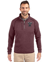 Texas A and M Aggies College Vault Cutter & Buck Mainsail Sweater-Knit Mens Half Zip Pullover Jacket Bordeaux Heather Front