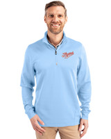 Dayton Flyers College Vault Cutter & Buck Traverse Stretch Eco Quarter Zip Mens Pullover Atlas Light Blue Front