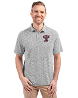 Texas A and M Aggies College Vault Cutter & Buck Virtue Eco Pique Botanical Print Recycled Mens Polo Black Front